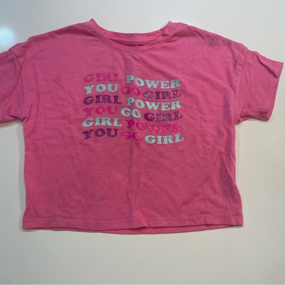 Pink Girl Power Kids T-Shirt Crop Top